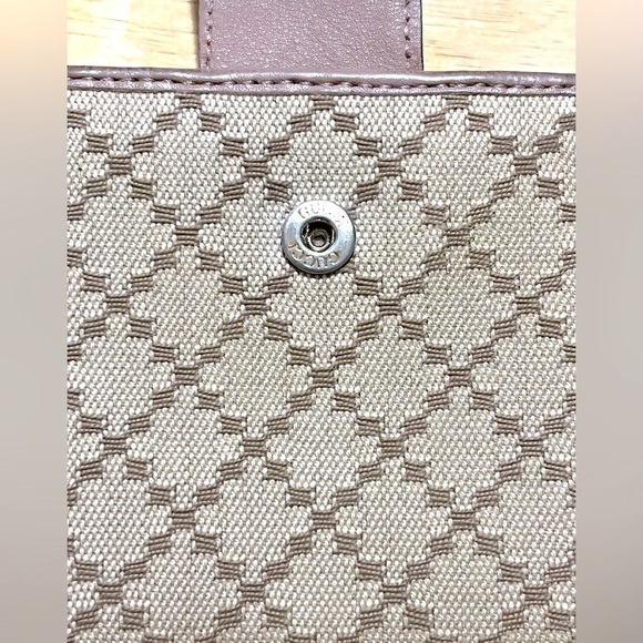 Gucci Diamante Heart Canvas Long Wallet, Brown/Pink Beige Leather - Picture 10 of 15